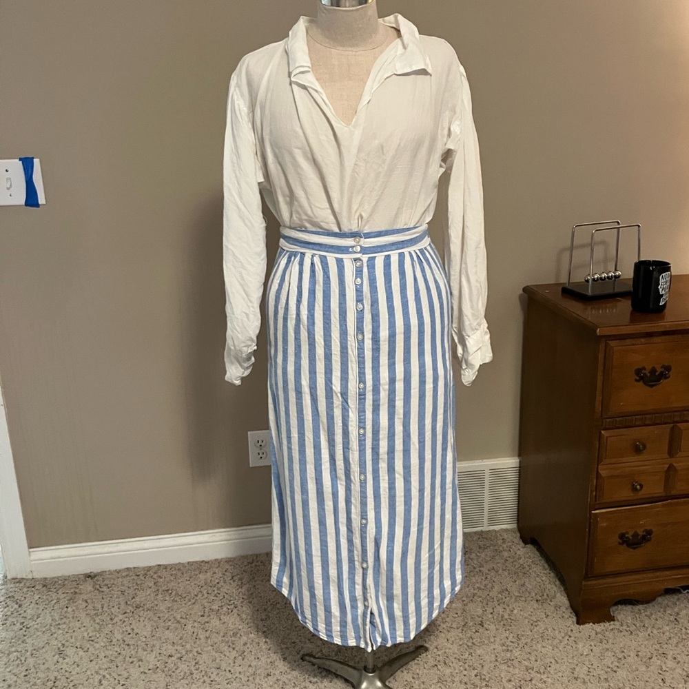 Linen handmade blend striped skirt. Edwardian.